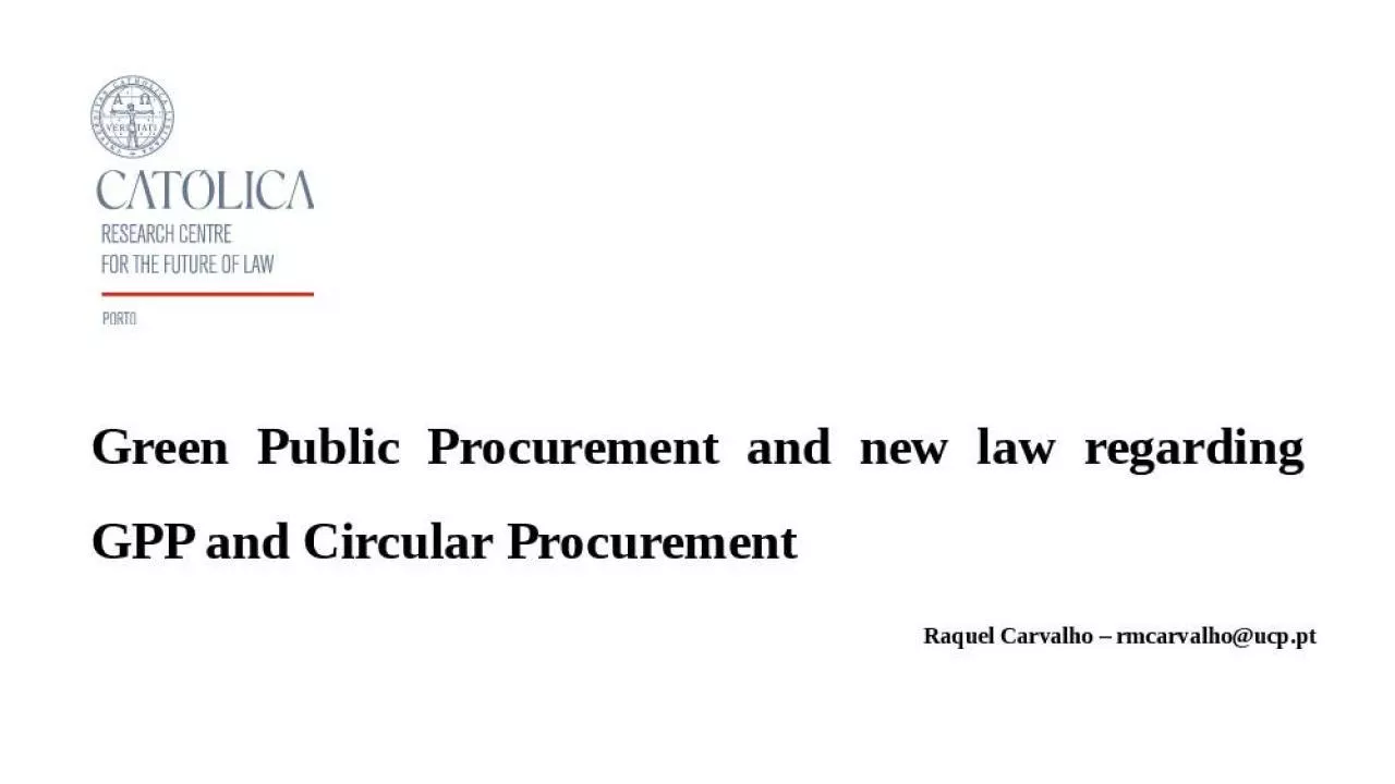 PPT-Green Public Procurement and new law regarding GPP and Circular Procurement