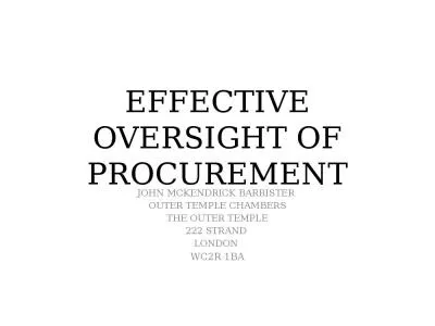 EFFECTIVE OVERSIGHT OF PROCUREMENT