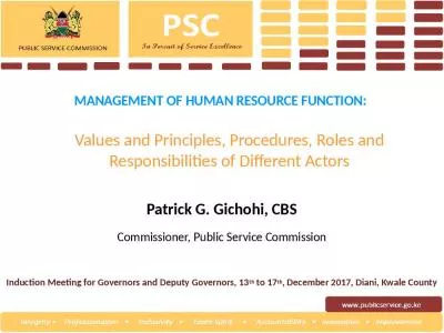 MANAGEMENT OF HUMAN RESOURCE FUNCTION: