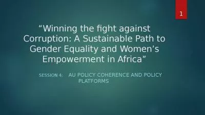 Winning the fight against Corruption: A Sustainable Path to Gender Equality and Women