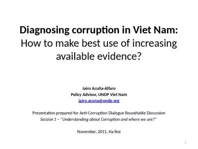 Diagnosing corruption in Viet Nam: How to make best use of increasing available evidence?