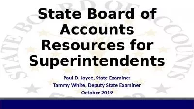 State Board of Accounts Resources for Superintendents