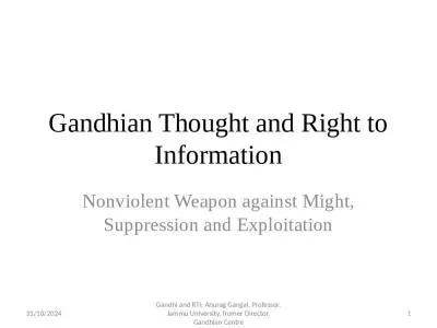 Gandhian Thought and Right to Information