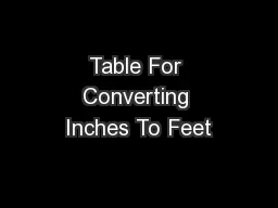 Table For Converting Inches To Feet