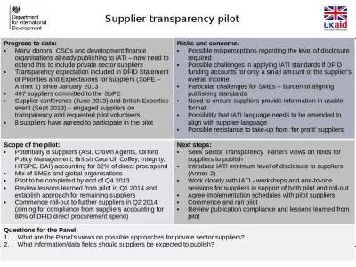 Supplier transparency pilot