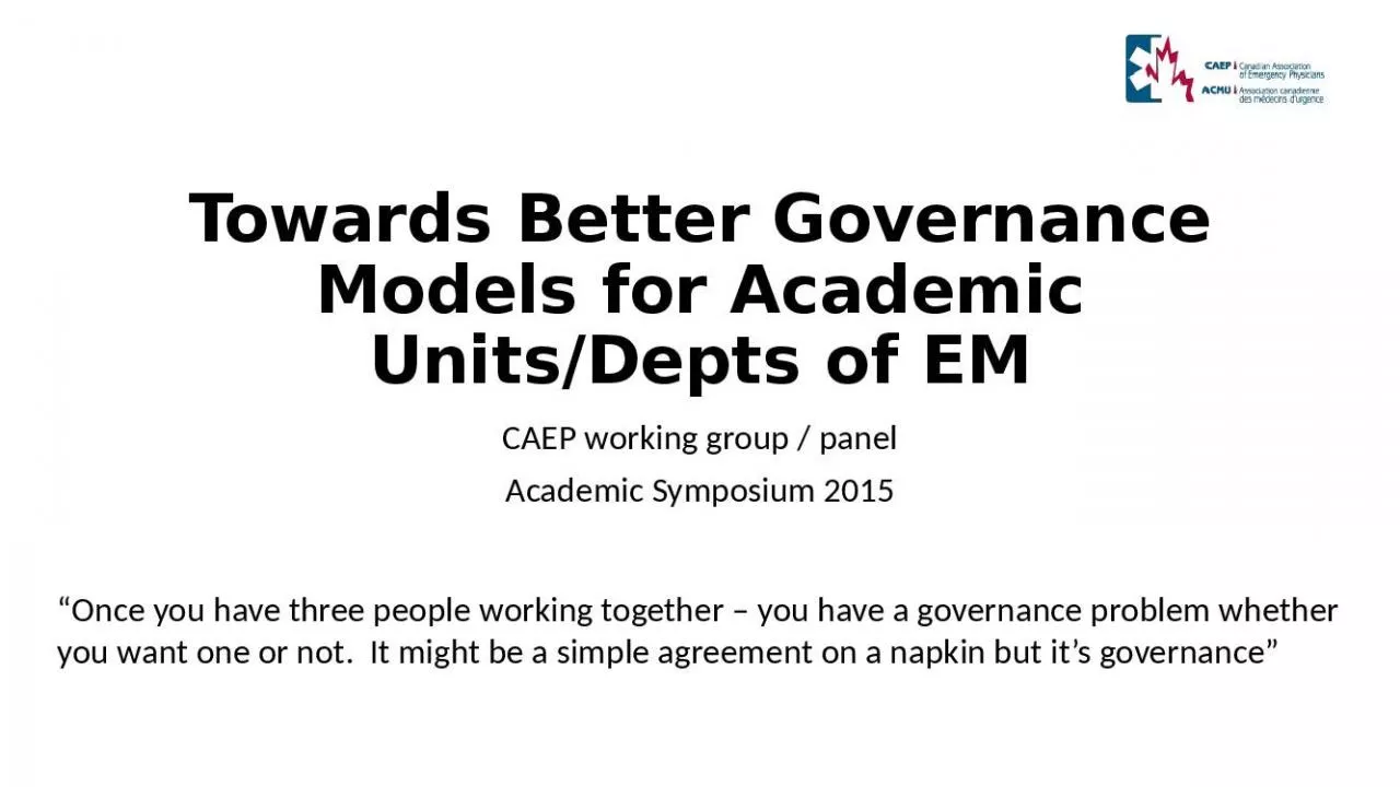 PPT-Towards Better Governance Models for Academic Units/Depts of EM