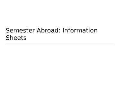 Semester Abroad: Information Sheets