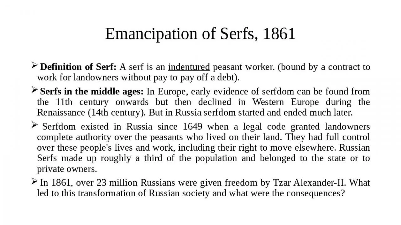 PPT-Emancipation of Serfs, 1861