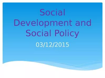 Social Development and Social Policy