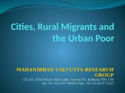 Cities, Rural Migrants and the Urban Poor