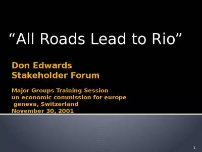 Don Edwards Stakeholder Forum   Major Groups Training Session  un economic commission for europe  geneva, Switzerland  November 30, 2001