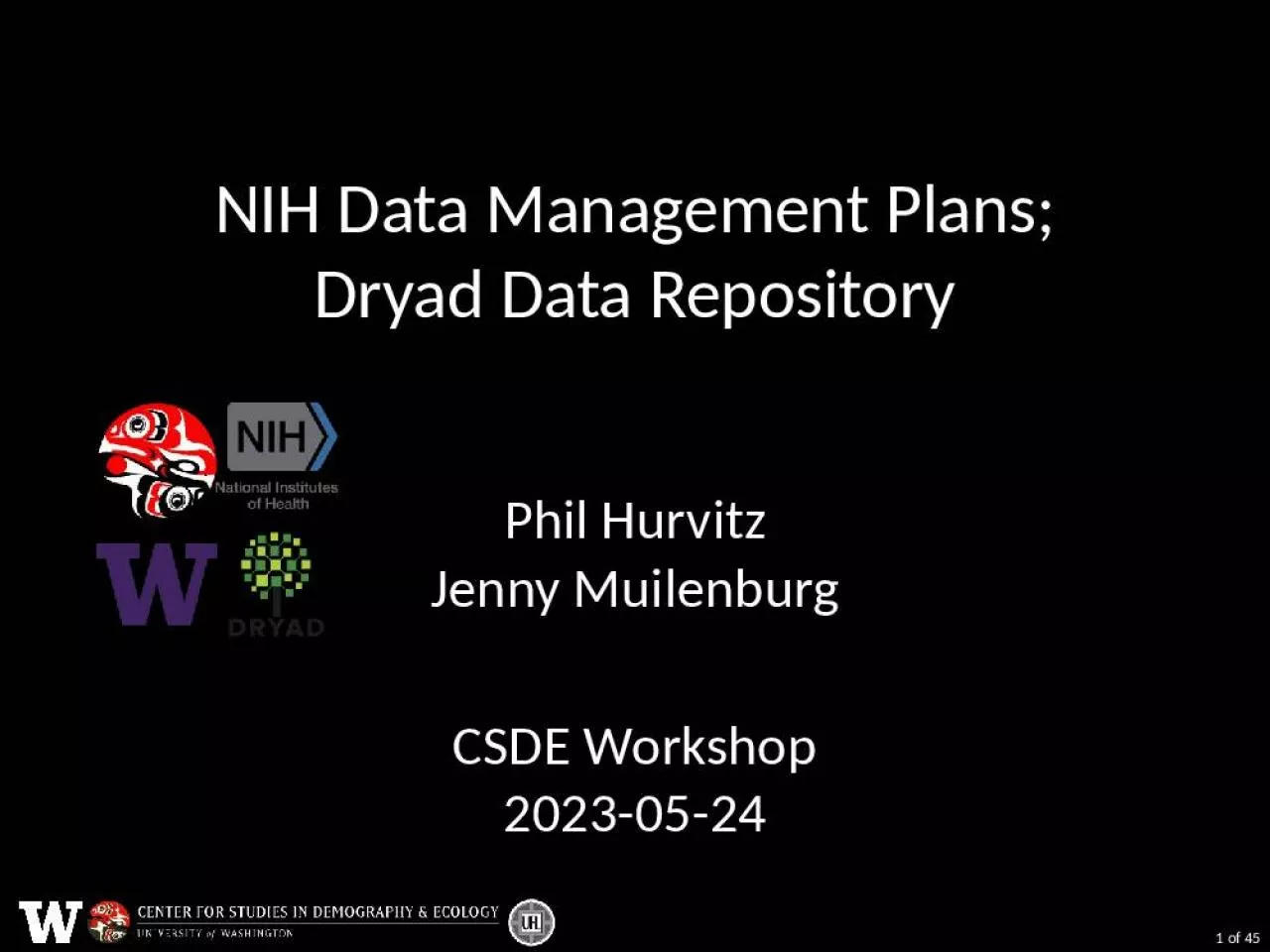 PPT-NIH Data Management Plans; Dryad Data Repository