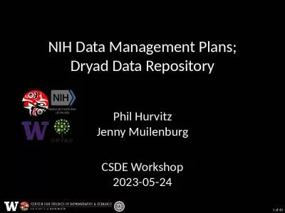 NIH Data Management Plans; Dryad Data Repository