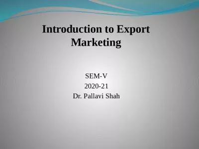 Introduction to Export Marketing