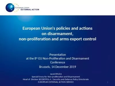 European Union's policies and actions on disarmament, non-proliferation and arms export