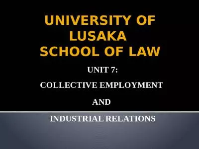 UNIVERSITY OF LUSAKA  SCHOOL OF LAW