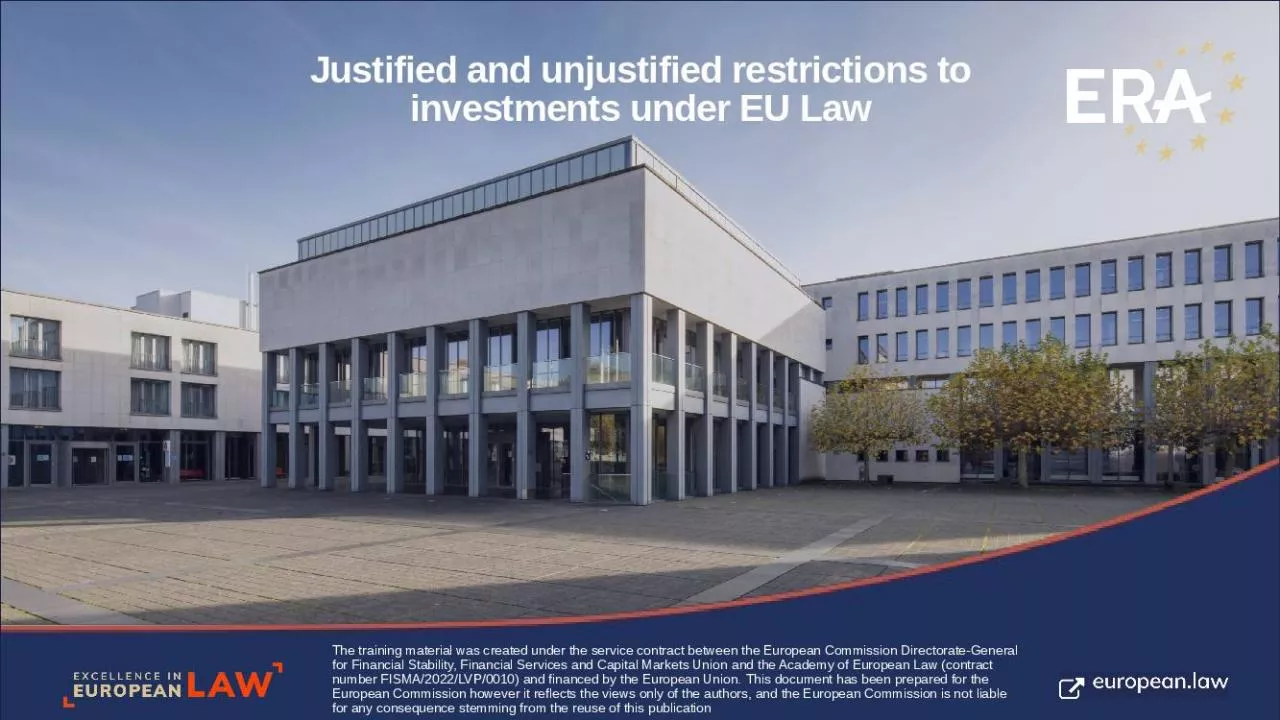 PPT-Justified and unjustified restrictions to investments under EU Law