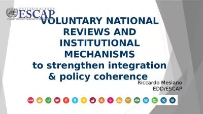 VOLUNTARY NATIONAL REVIEWS AND INSTITUTIONAL MECHANISMS to strengthen integration & policy