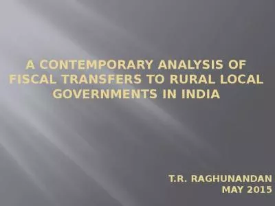 A CONTEMPORARY ANALYSIS OF FISCAL TRANSFERS TO RURAL LOCAL GOVERNMENTS in india