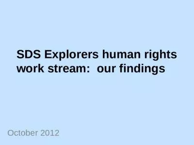 SDS Explorers human rights work stream:  our findings