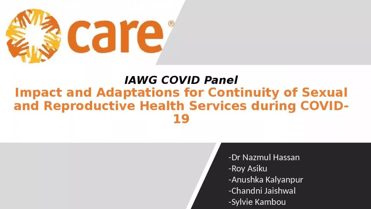 PPT-IAWG COVID Panel Impact and Adaptations for Continuity of Sexual and Reproductive Health