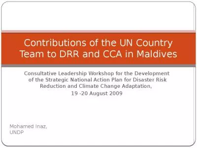 Contributions of the UN Country Team to DRR and CCA in Maldives