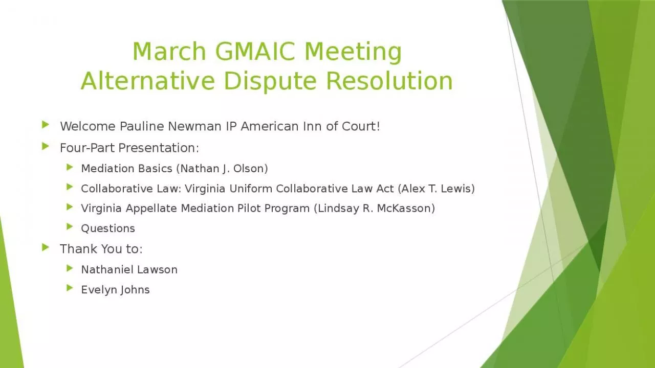 PPT-March GMAIC Meeting Alternative Dispute Resolution