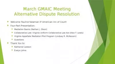 March GMAIC Meeting Alternative Dispute Resolution