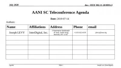 AANI SC Teleconference Agenda