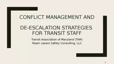 Conflict Management and  de-escalation strategies  for Transit Staff