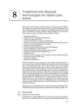 Treatment and disposal technologies for health-care waste77