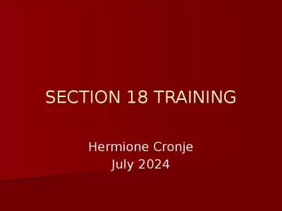 SECTION 18 TRAINING