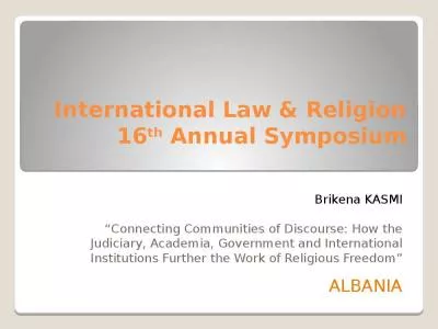 International Law & Religion 16th Annual Symposium