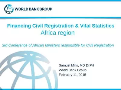 Financing Civil Registration & Vital Statistics  Africa region  3rd Conference of African