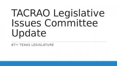 TACRAO Legislative Issues Committee Update