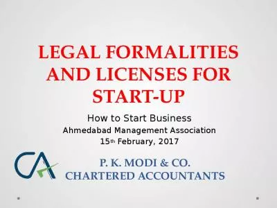 LEGAL FORMALITIES AND LICENSES FOR START-UP