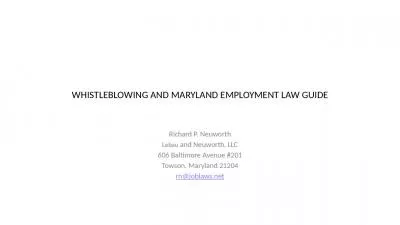 WHISTLEBLOWING AND MARYLAND EMPLOYMENT LAW GUIDE