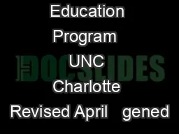 General Education Program  UNC Charlotte Revised April   gened