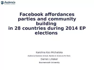 Facebook affordances parties and community building  in 28 countries during 2014 EP elections