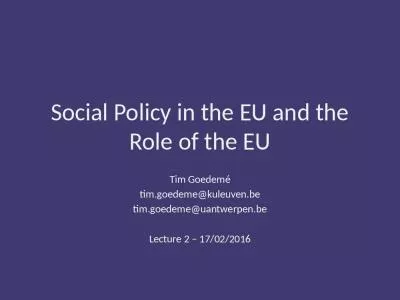 Social Policy in the EU and the Role of the EU