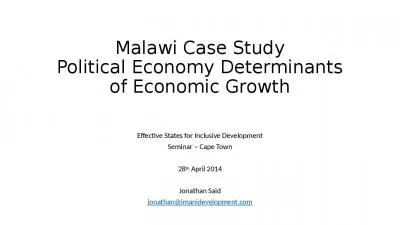 Malawi Case Study Political Economy Determinants of Economic Growth