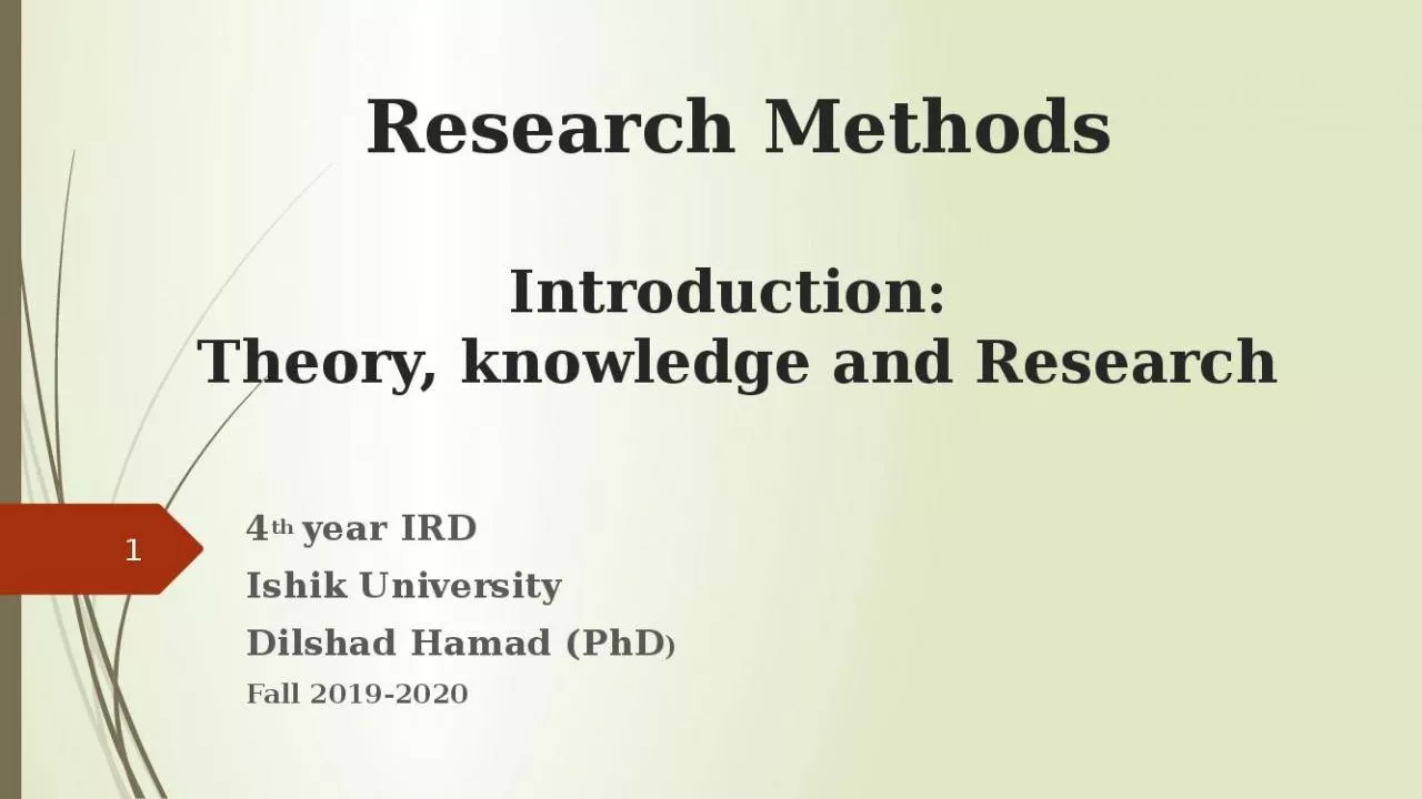 PPT-Research Methods Introduction: Theory, knowledge and Research