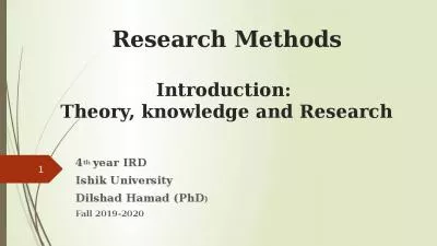 Research Methods Introduction:  Theory, knowledge and Research