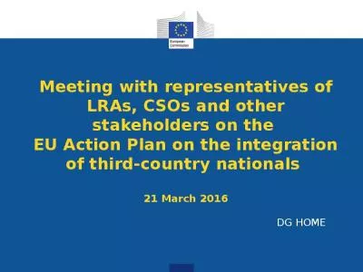 Meeting with representatives of LRAs, CSOs and other stakeholders on the  EU Action Plan on the integration of third-country nationals  21 March 2016