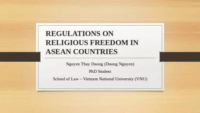 REGULATIONS ON RELIGIOUS FREEDOM IN ASEAN COUNTRIES