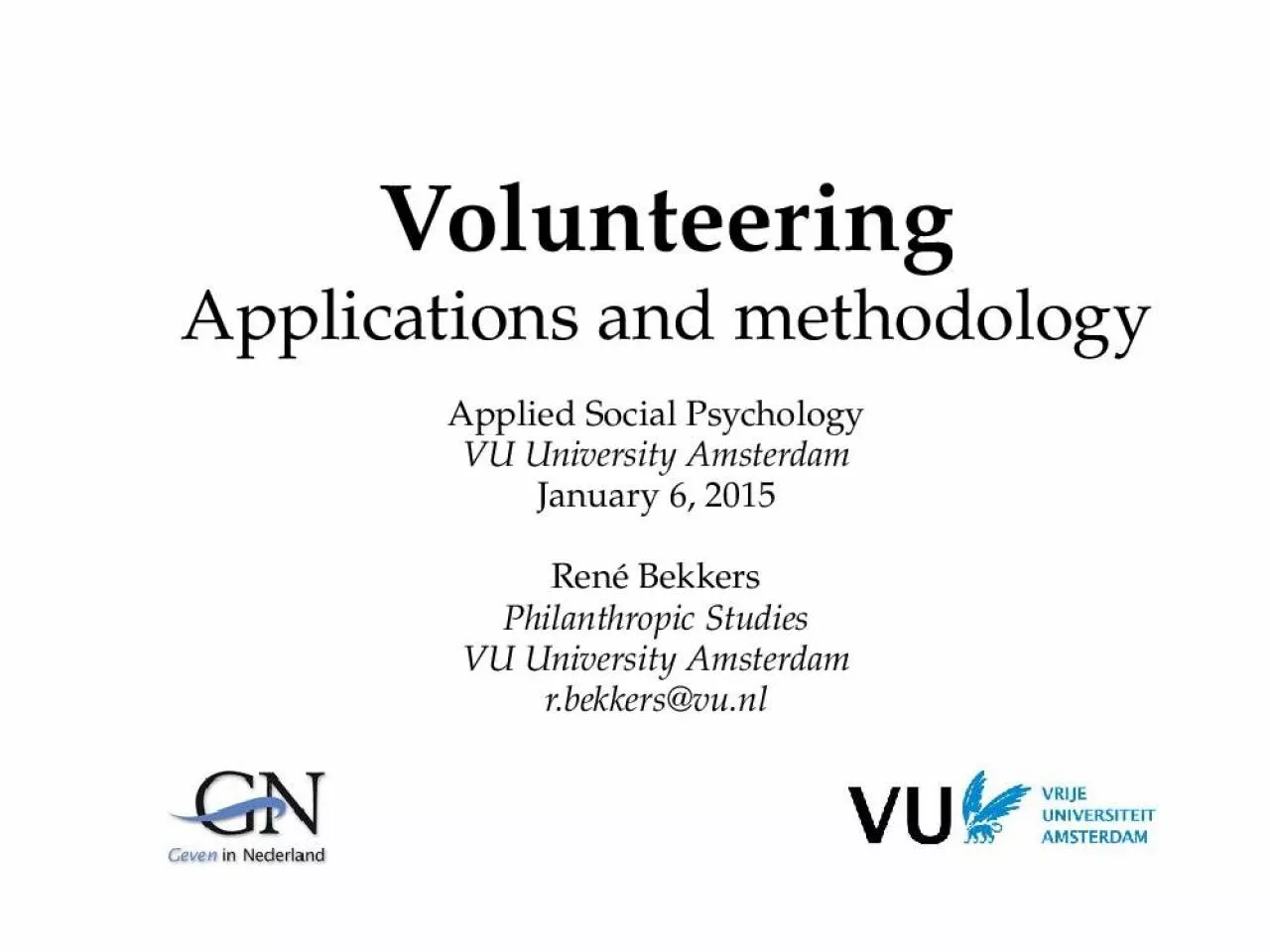 PPT-Volunteering Applications and methodology