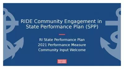 RIDE Community Engagement in  State Performance Plan (SPP)