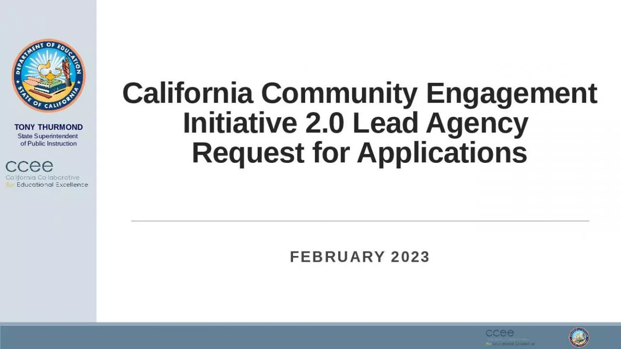 PPT-California Community Engagement Initiative 2.0 Lead Agency Request for Applications