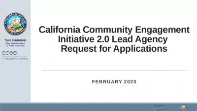 California Community Engagement Initiative 2.0 Lead Agency  Request for Applications