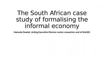 The South African case study of formalising the informal economy